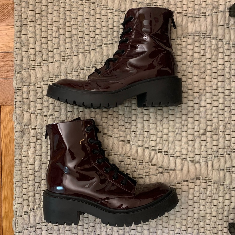 Kenzo Patent Leather Pike Boot Burgundy